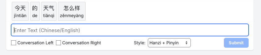 Text row finished view with tappable words